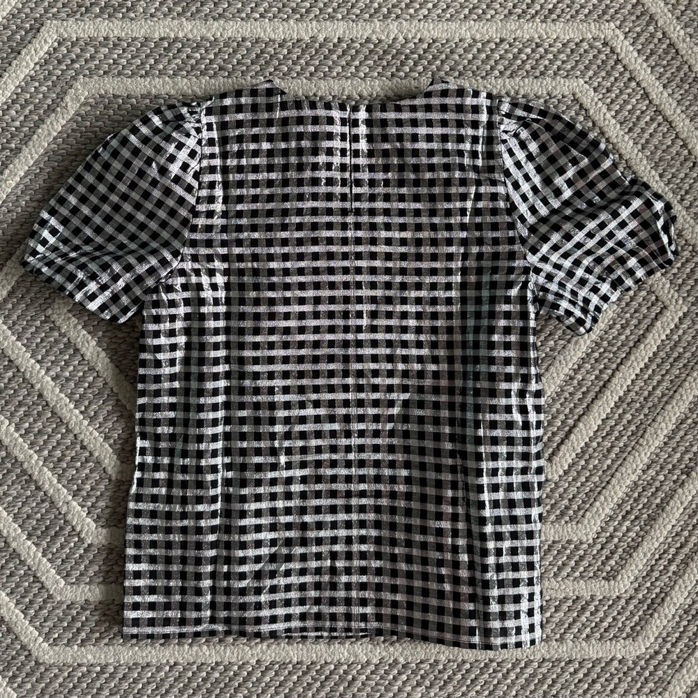NWT J. Crew Black and Silver Gingham Blouse Size S - Picture 3 of 6